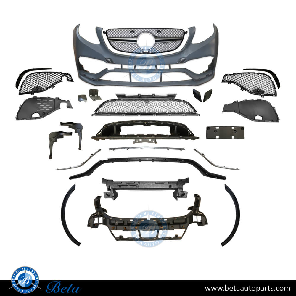 Front Bumper with PDC GLE63 Look for Mercedes GLE-Class 2015-2018 models, Part Number 1668850838 Front Bumper with PDC GLE63 Look for Mercedes GLE-Class 2015-2018 models, Part Number 1668850838
